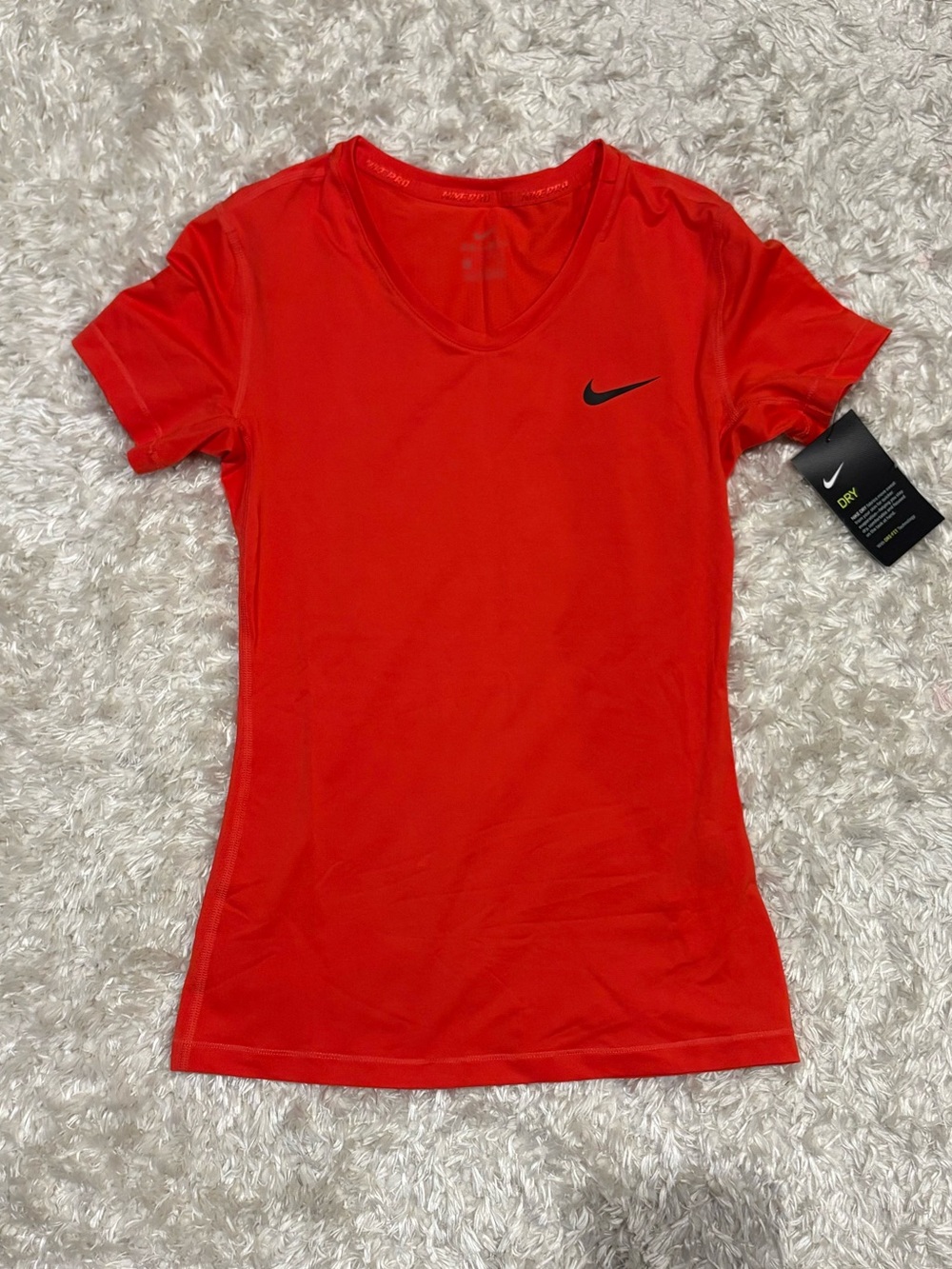 Nike Pro Fire Red / Blood Orange Short Sleeve Performance Tee Dri Fit Running